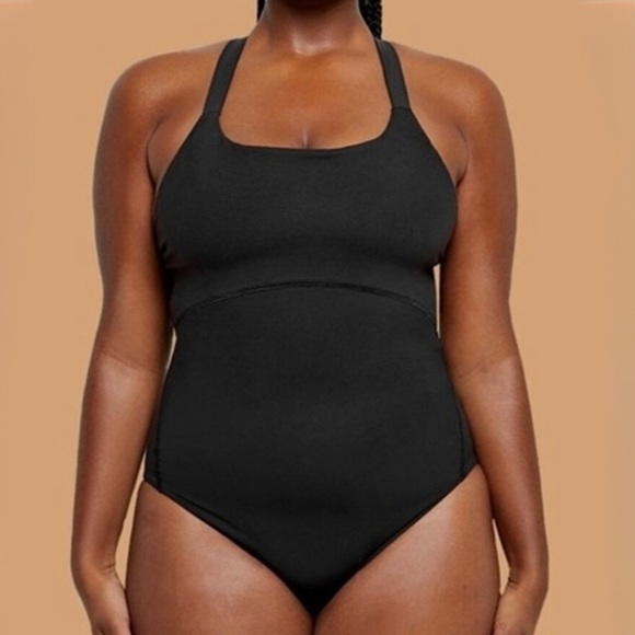 Thinx Period Care Cross Back Leotard Super Absorbency In Black - Picture 1 of 5
